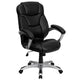 Black LeatherSoft |#| High Back Black LeatherSoft Swivel Ergonomic Office Chair with Silver Nylon Base