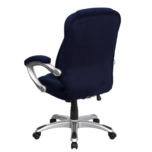 Navy Blue Microfiber |#| High Back Navy Blue Microfiber Executive Swivel Ergonomic Office Chair with Arms