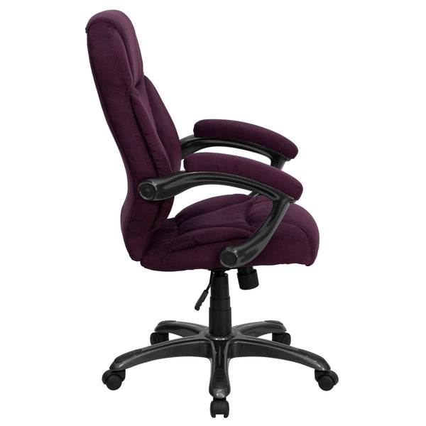 Grape Microfiber |#| High Back Grape Microfiber Executive Swivel Ergonomic Office Chair with Arms