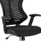 Black High Back Mesh Drafting Chair with LeatherSoft Sides and Adjustable Arms