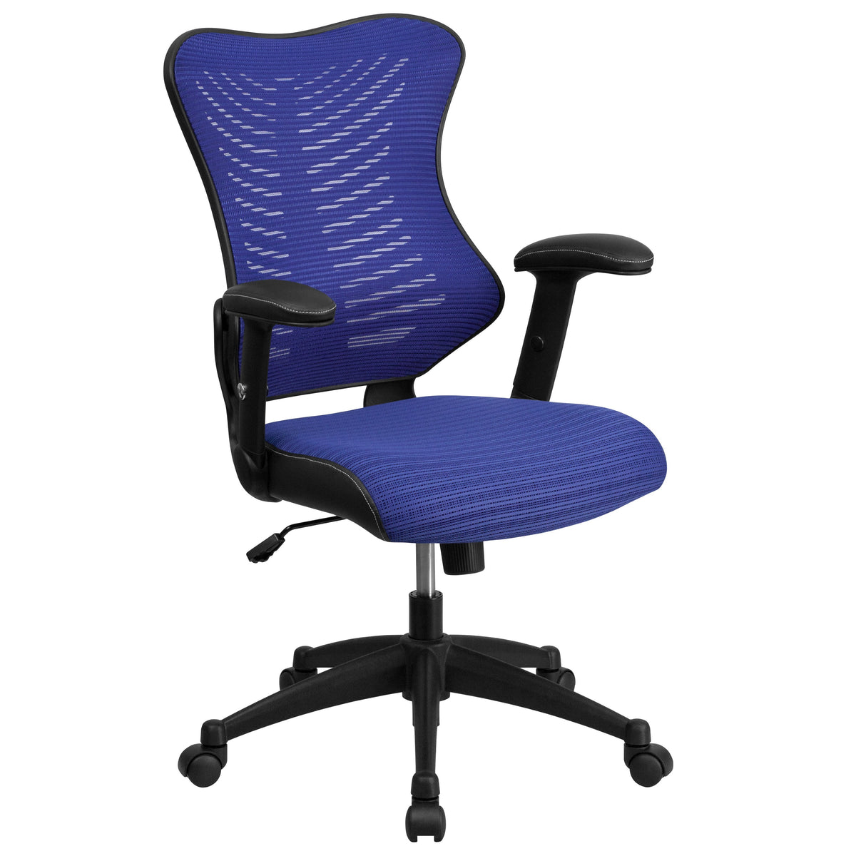 Blue Mesh |#| High Back Designer Blue Mesh Executive Ergonomic Chair with Adjustable Arms