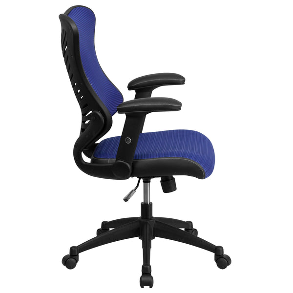 Blue Mesh |#| High Back Designer Blue Mesh Executive Ergonomic Chair with Adjustable Arms