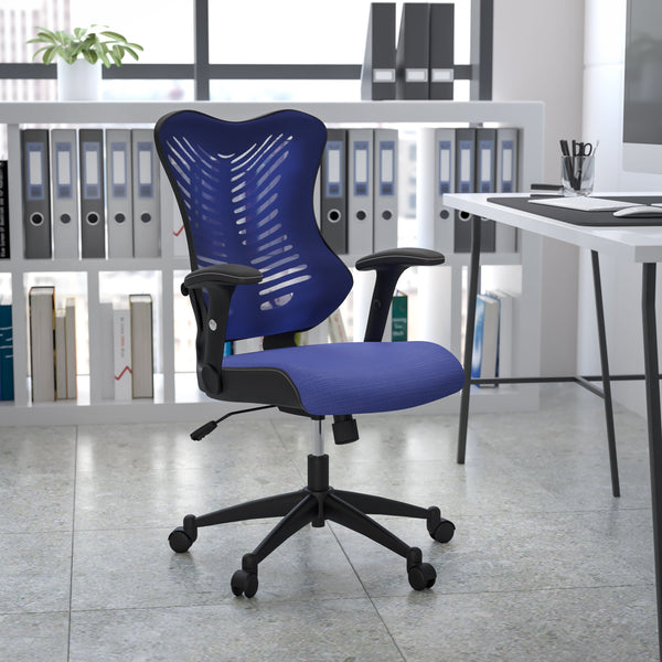 Blue Mesh |#| High Back Designer Blue Mesh Executive Ergonomic Chair with Adjustable Arms