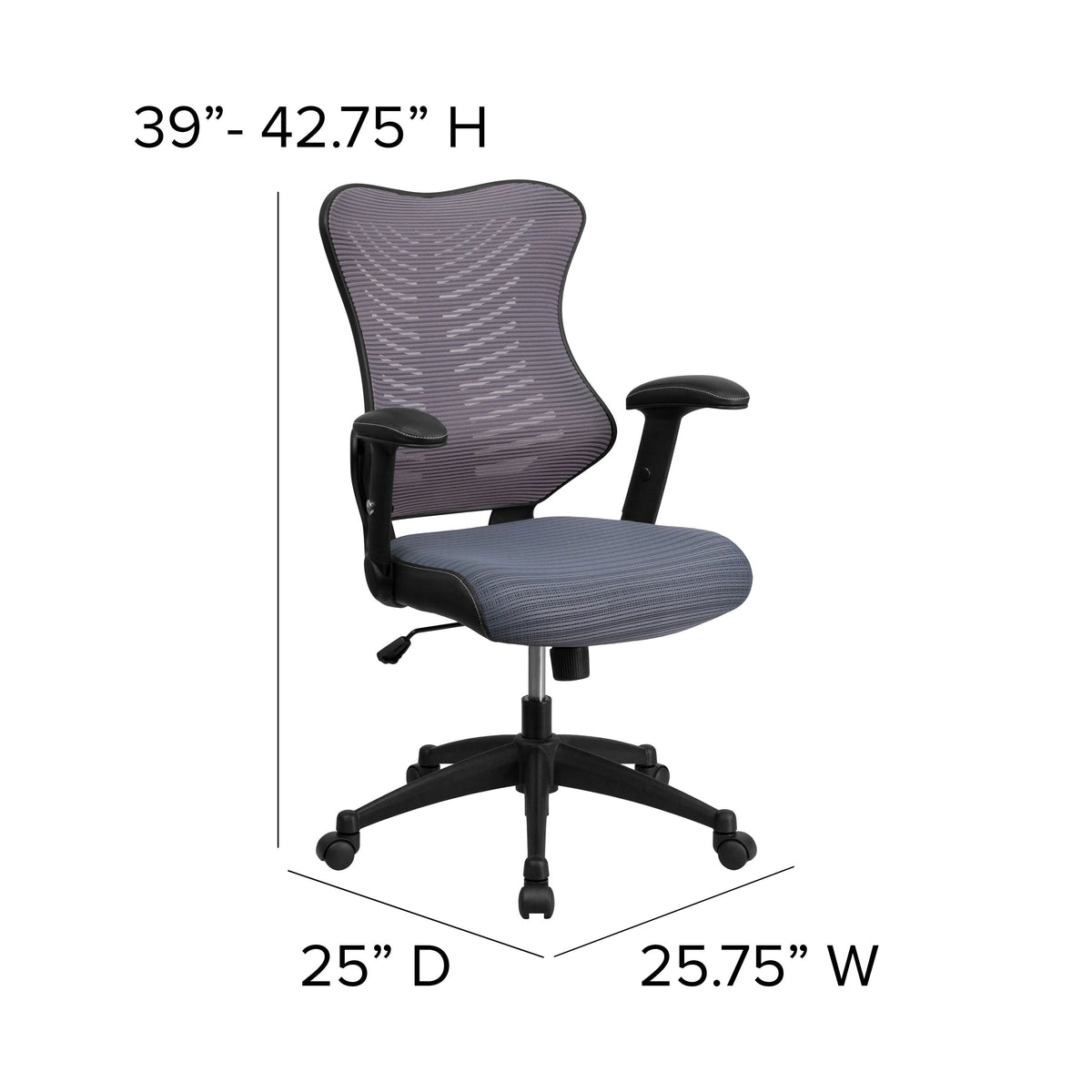 Gray Mesh |#| High Back Designer Gray Mesh Executive Ergonomic Chair with Adjustable Arms