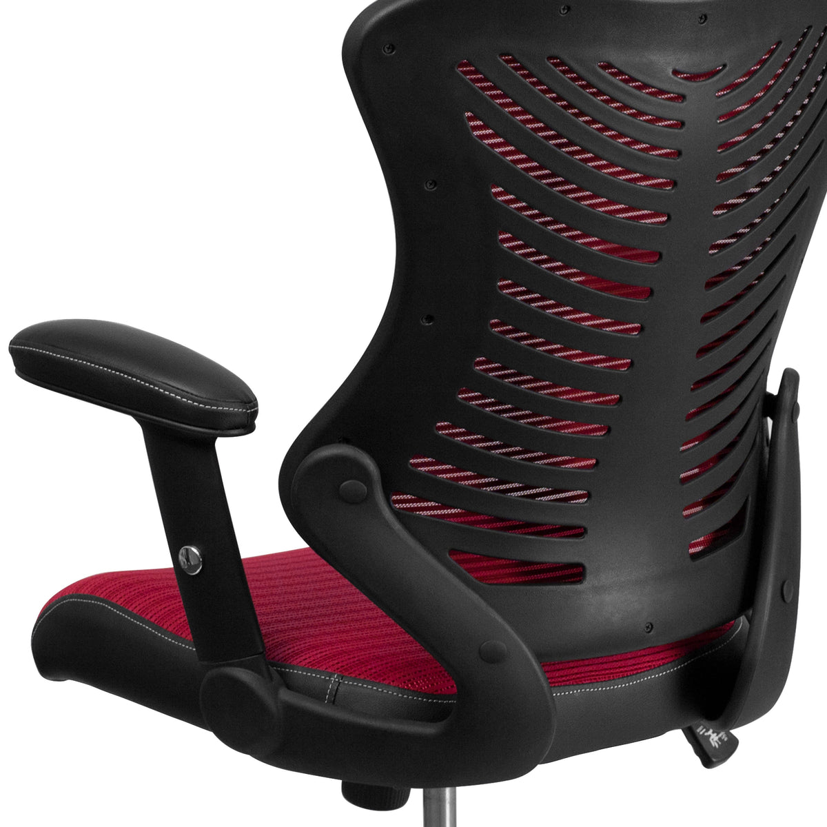 Burgundy Mesh |#| High Back Designer Burgundy Mesh Executive Ergonomic Chair with Adjustable Arms