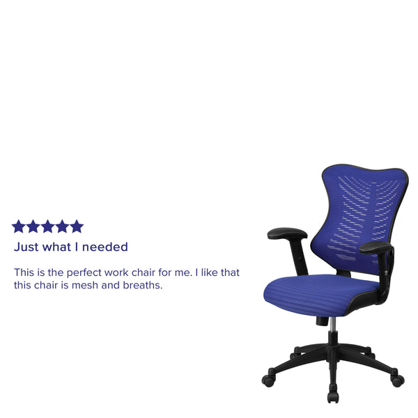 Blue Mesh |#| High Back Designer Blue Mesh Executive Ergonomic Chair with Adjustable Arms