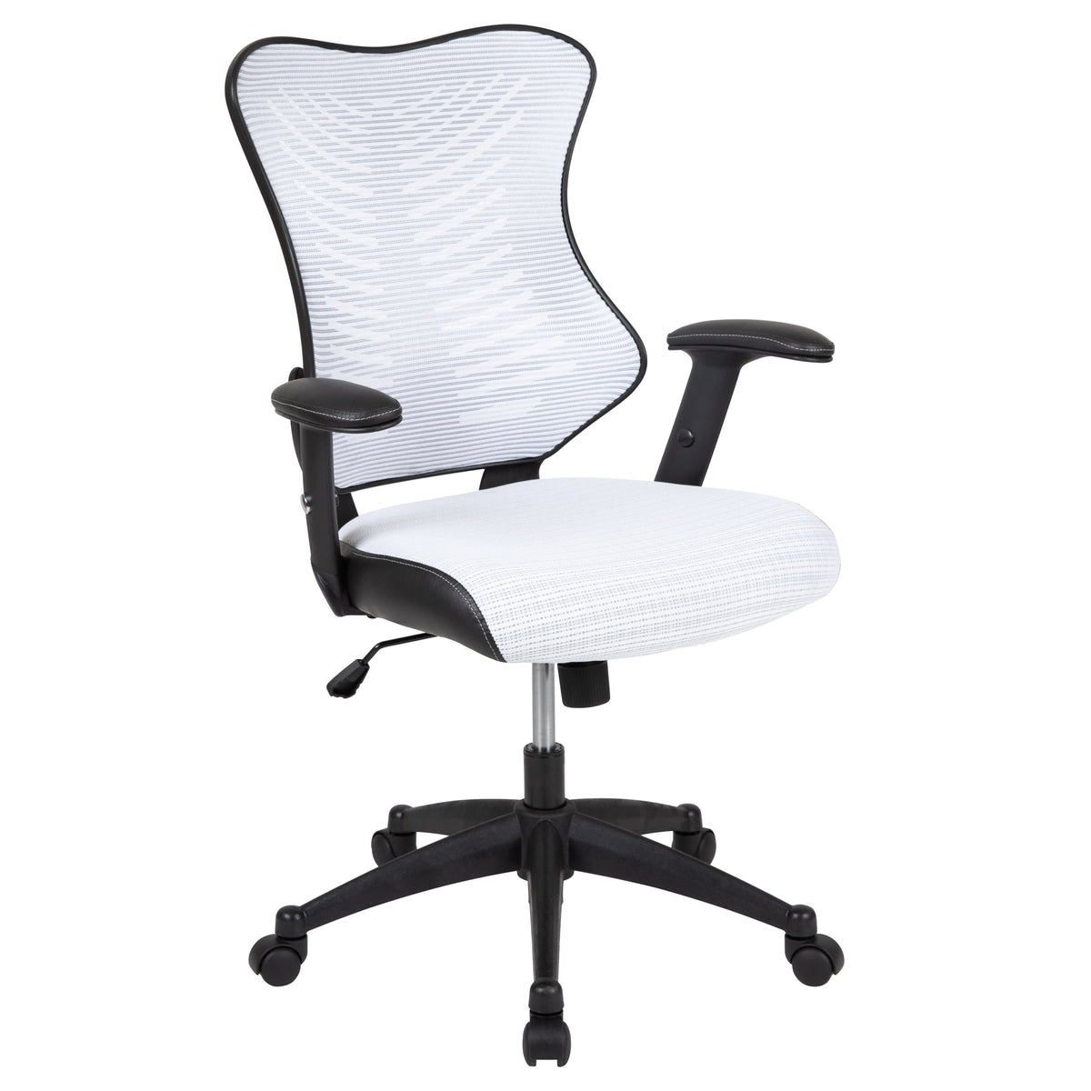 White Mesh |#| High Back Designer White Mesh Executive Ergonomic Office Chair - Adjustable Arms