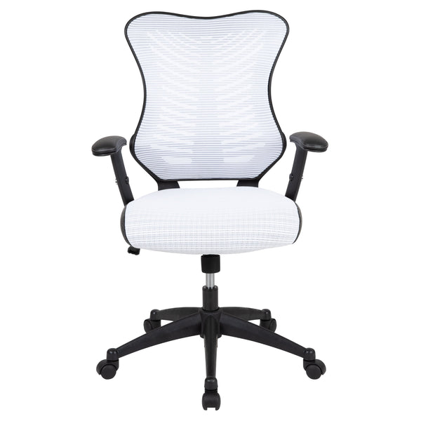 White Mesh |#| High Back Designer White Mesh Executive Ergonomic Office Chair - Adjustable Arms