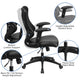 Black Mesh & LeatherSoft |#| High Back Black Mesh Ergonomic Chair with LeatherSoft Seat and Adjustable Arms