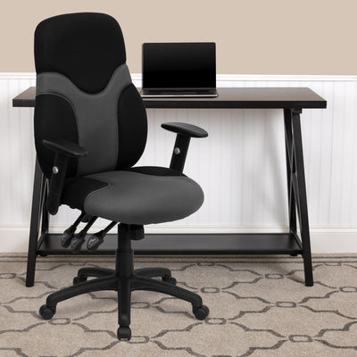 High Back Ergonomic Two-Tone Mesh Swivel Task Office Chair with Adjustable Arms