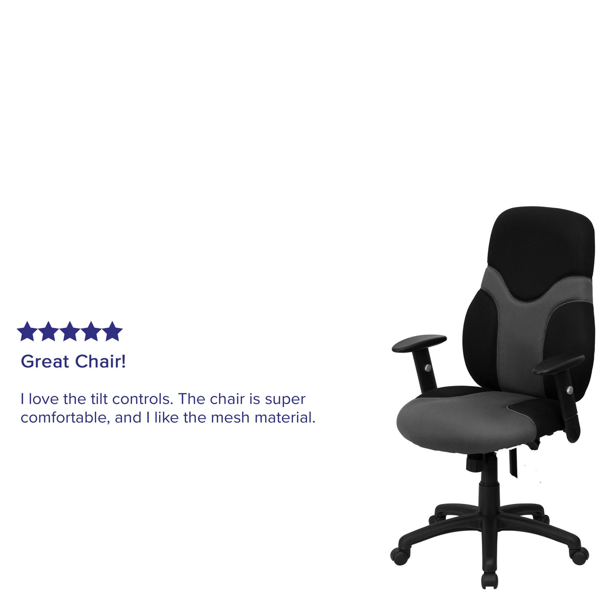 High Back Ergonomic Black and Gray Mesh Swivel Task Chair with Adjustable Arms