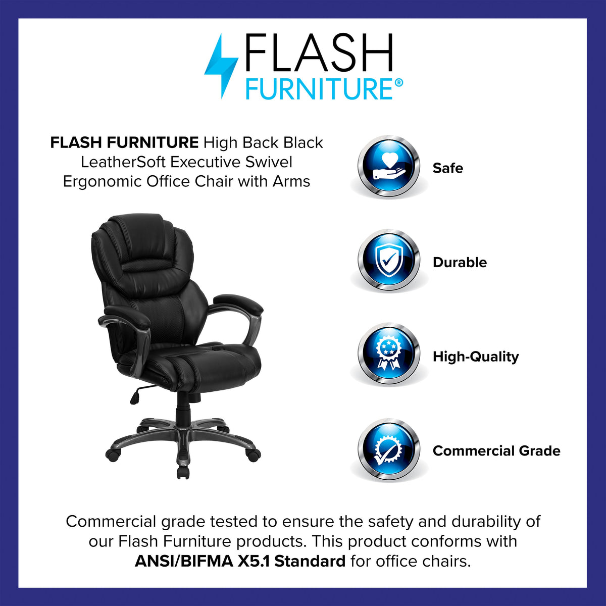 Black |#| High Back Black LeatherSoft Executive Swivel Ergonomic Office Chair