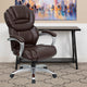 Brown |#| High Back Brown LeatherSoft Executive Swivel Ergonomic Office Chair-Padded Arms