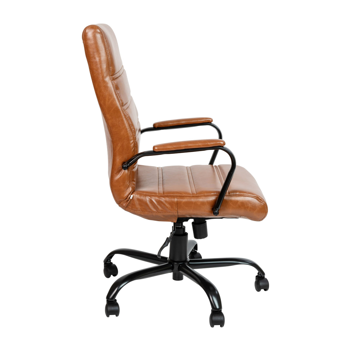 Brown LeatherSoft/Black Frame |#| High Back Brown LeatherSoft Executive Swivel Office Chair with Black Frame/Arms