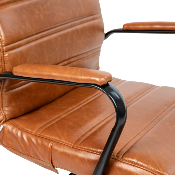 Brown LeatherSoft/Black Frame |#| High Back Brown LeatherSoft Executive Swivel Office Chair with Black Frame/Arms