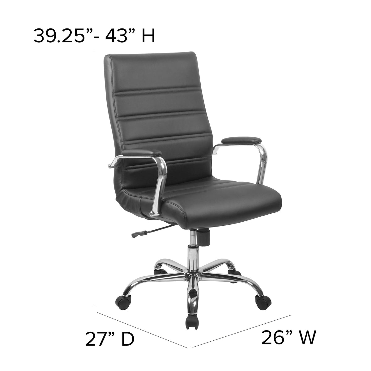 Black LeatherSoft/Chrome Frame |#| High Back Black LeatherSoft Executive Swivel Office Chair with Chrome Frame/Arms