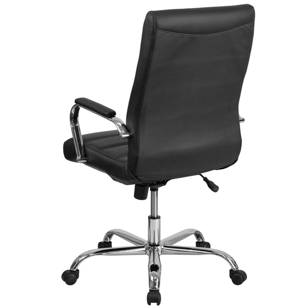 Black LeatherSoft/Chrome Frame |#| High Back Black LeatherSoft Executive Swivel Office Chair with Chrome Frame/Arms