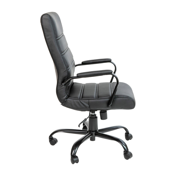 Black LeatherSoft/Black Frame |#| High Back Black LeatherSoft Executive Swivel Office Chair with Black Frame/Arms