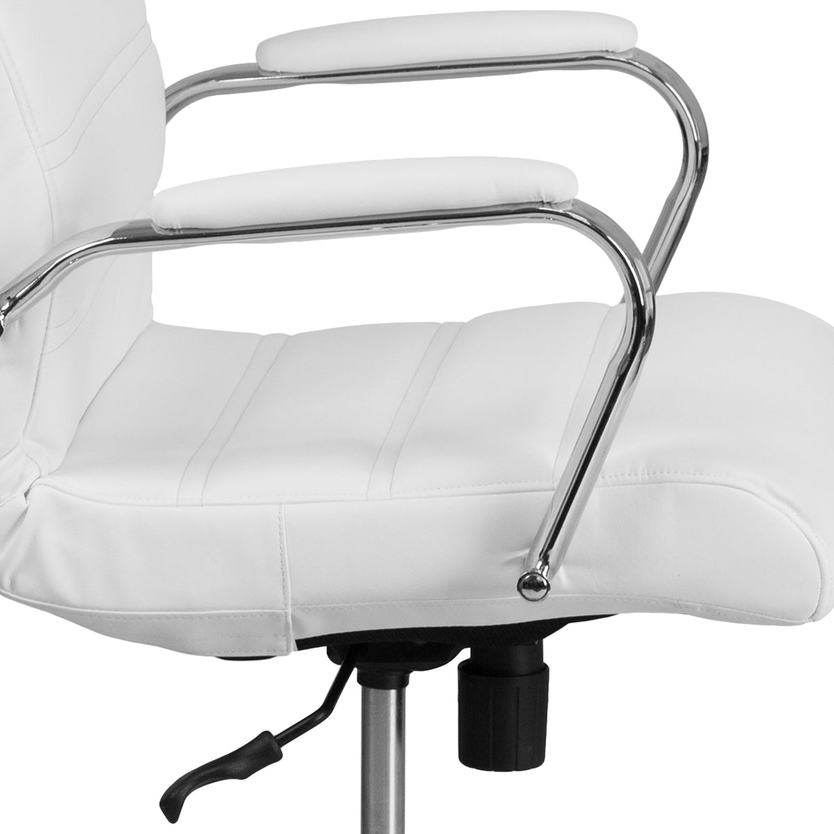 White LeatherSoft/Chrome Frame |#| High Back White LeatherSoft Executive Swivel Office Chair with Chrome Frame/Arms