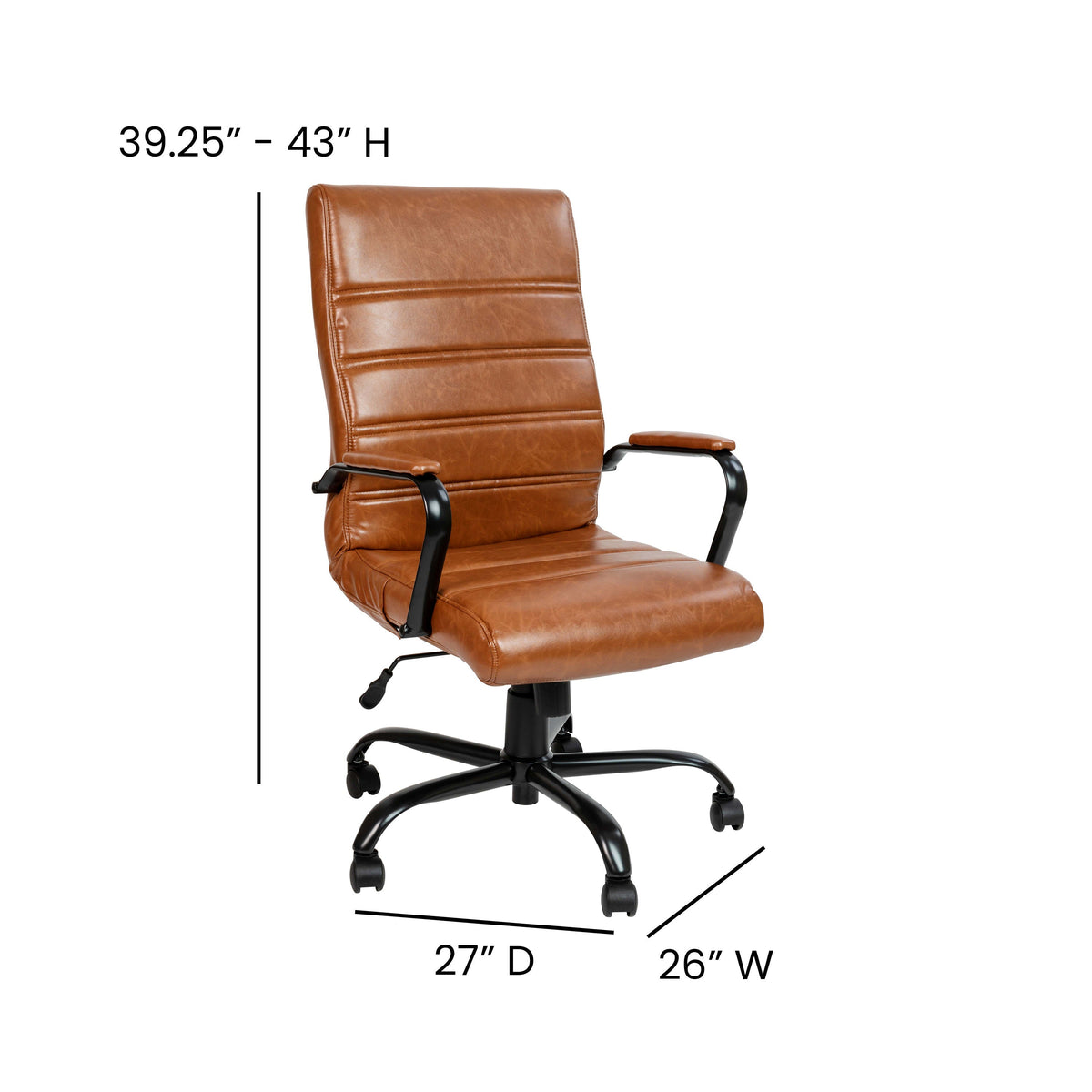 Brown LeatherSoft/Black Frame |#| High Back Brown LeatherSoft Executive Swivel Office Chair with Black Frame/Arms