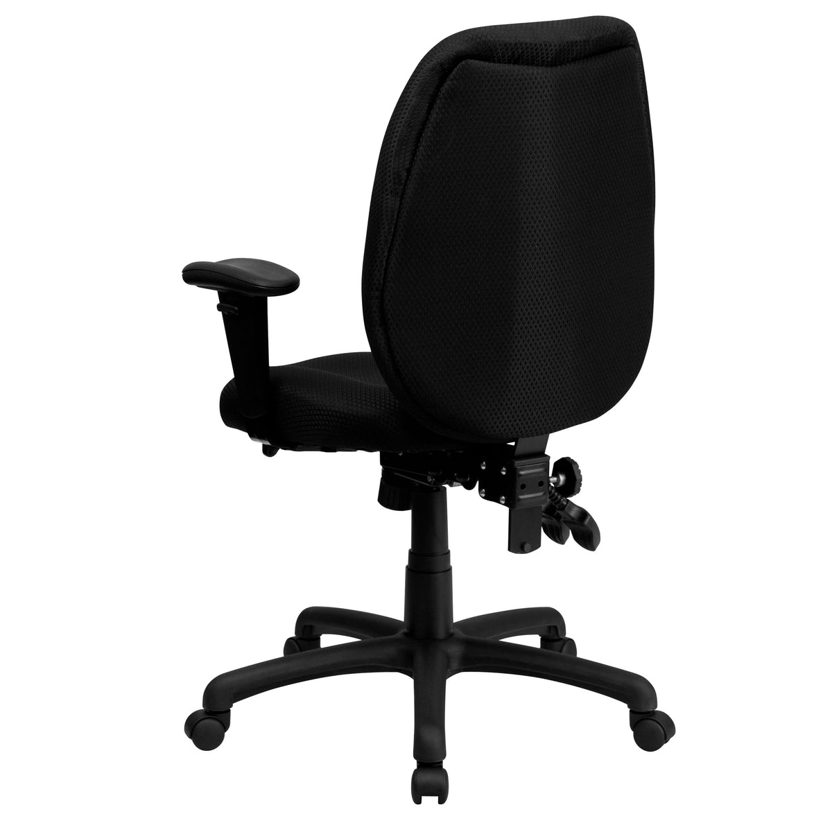 Black |#| High Back Black Fabric Multifunction Ergonomic Office Chair with Adjustable Arms