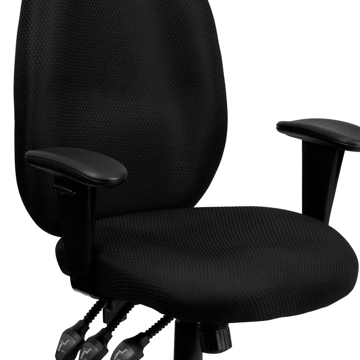 Black |#| High Back Black Fabric Multifunction Ergonomic Office Chair with Adjustable Arms