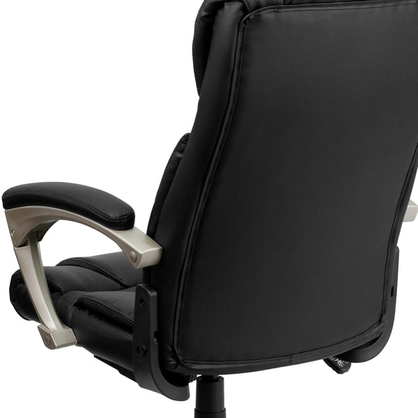 High Back Folding Black LeatherSoft Executive Swivel Office Chair with Arms