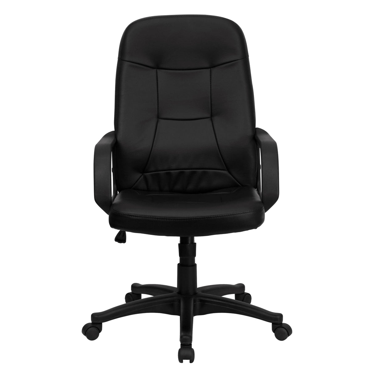 High Back Black Glove Vinyl Executive Swivel Office Chair with Arms