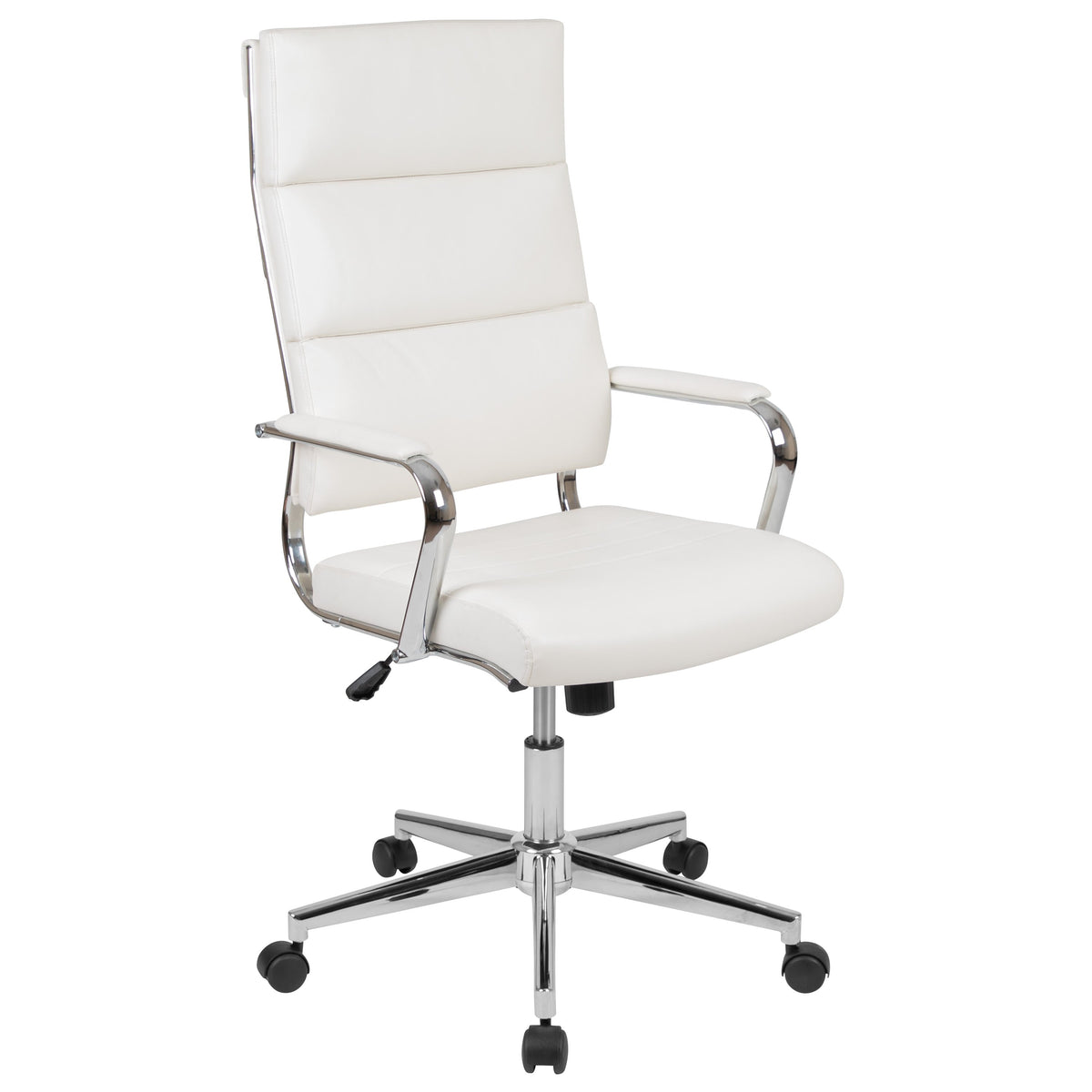 White |#| High Back White LeatherSoft Contemporary Panel Executive Swivel Office Chair