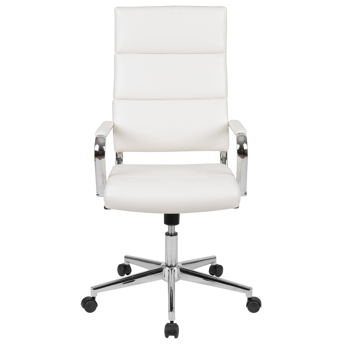 White |#| High Back White LeatherSoft Contemporary Panel Executive Swivel Office Chair