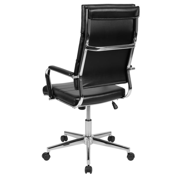 Black |#| High Back Black LeatherSoft Contemporary Panel Executive Swivel Office Chair