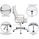 White |#| High Back White LeatherSoft Contemporary Panel Executive Swivel Office Chair