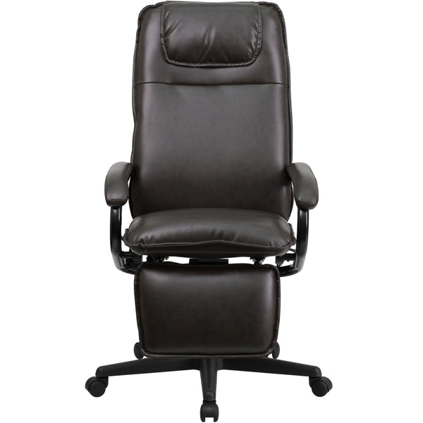 Brown |#| High Back Brown LeatherSoft Executive Reclining Ergonomic Office Chair with Arms