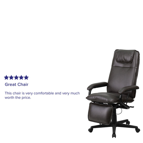 Brown |#| High Back Brown LeatherSoft Executive Reclining Ergonomic Office Chair with Arms