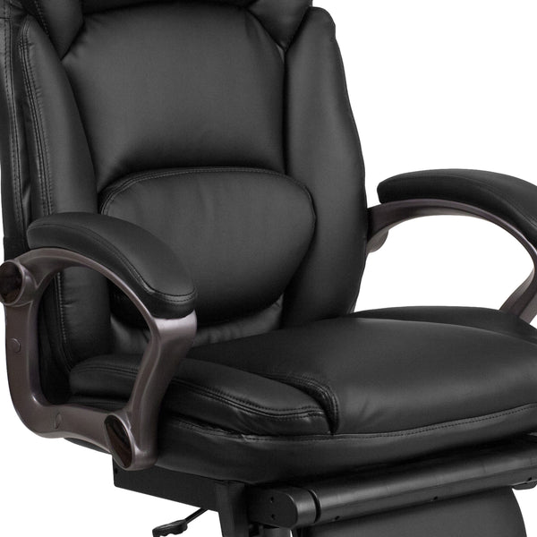 High Back Black LeatherSoft Reclining Ergonomic Chair with Outer Lumbar Cushion