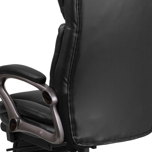 High Back Black LeatherSoft Reclining Ergonomic Chair with Outer Lumbar Cushion