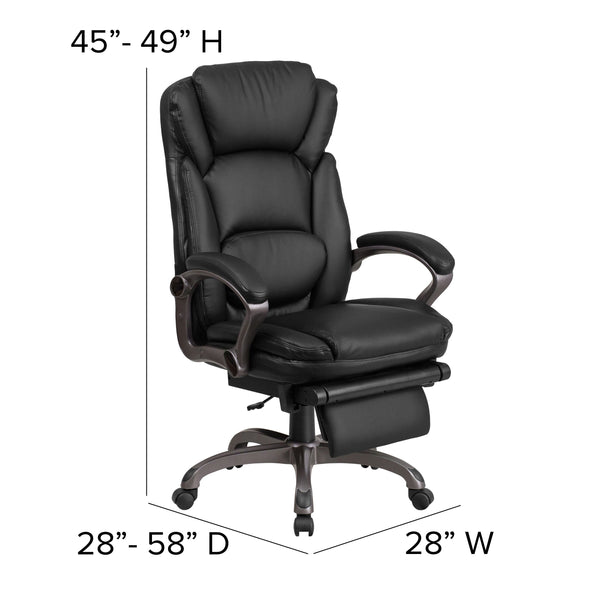 High Back Black LeatherSoft Reclining Ergonomic Chair with Outer Lumbar Cushion