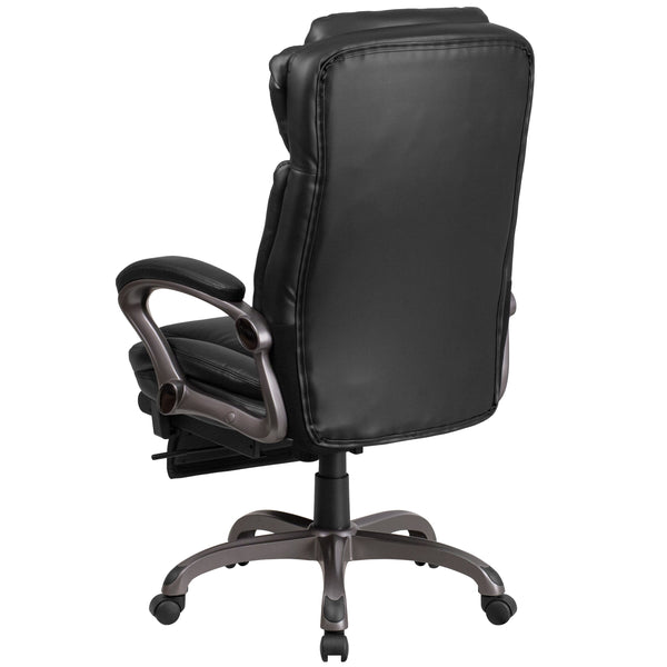 High Back Black LeatherSoft Reclining Ergonomic Chair with Outer Lumbar Cushion