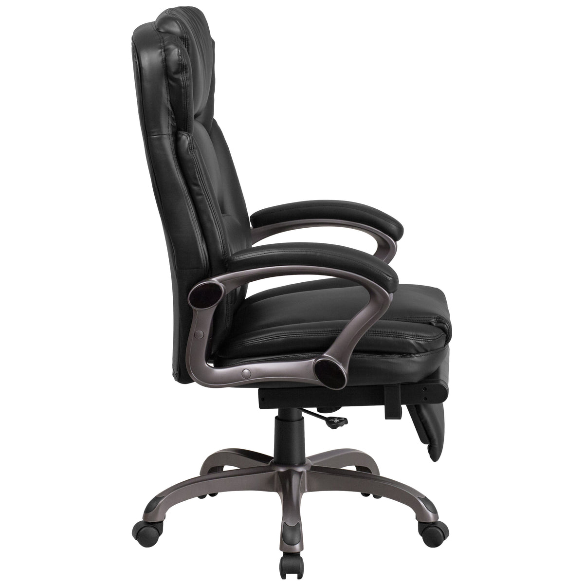 High Back Black LeatherSoft Reclining Ergonomic Chair with Outer Lumbar Cushion