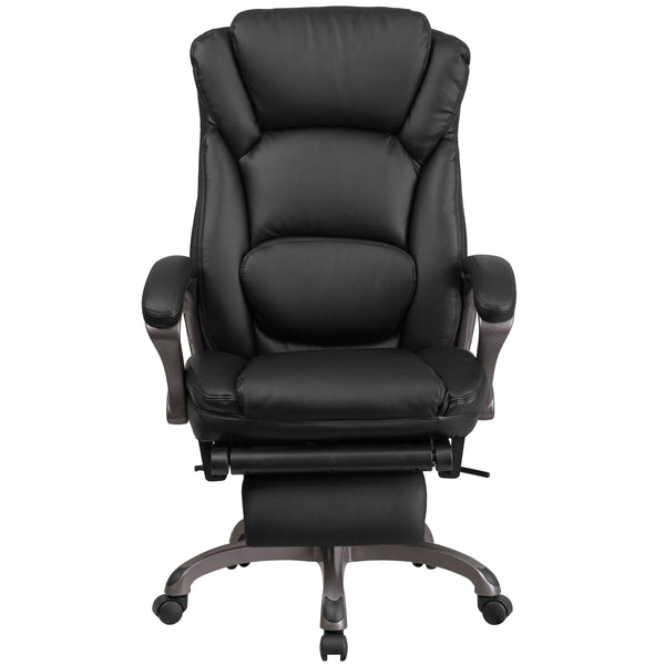 High Back Black LeatherSoft Reclining Ergonomic Chair with Outer Lumbar Cushion