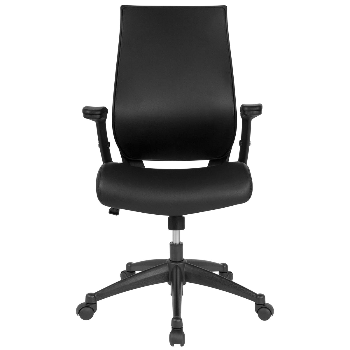 Black High Back LeatherSoft Executive Chair with Molded Seat and Adjustable Arms