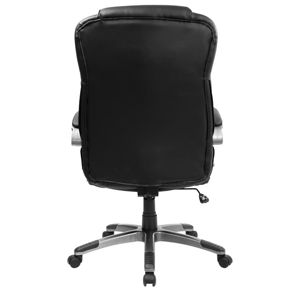 High Back Black LeatherSoft Swivel Office Chair with Titanium Nylon Base