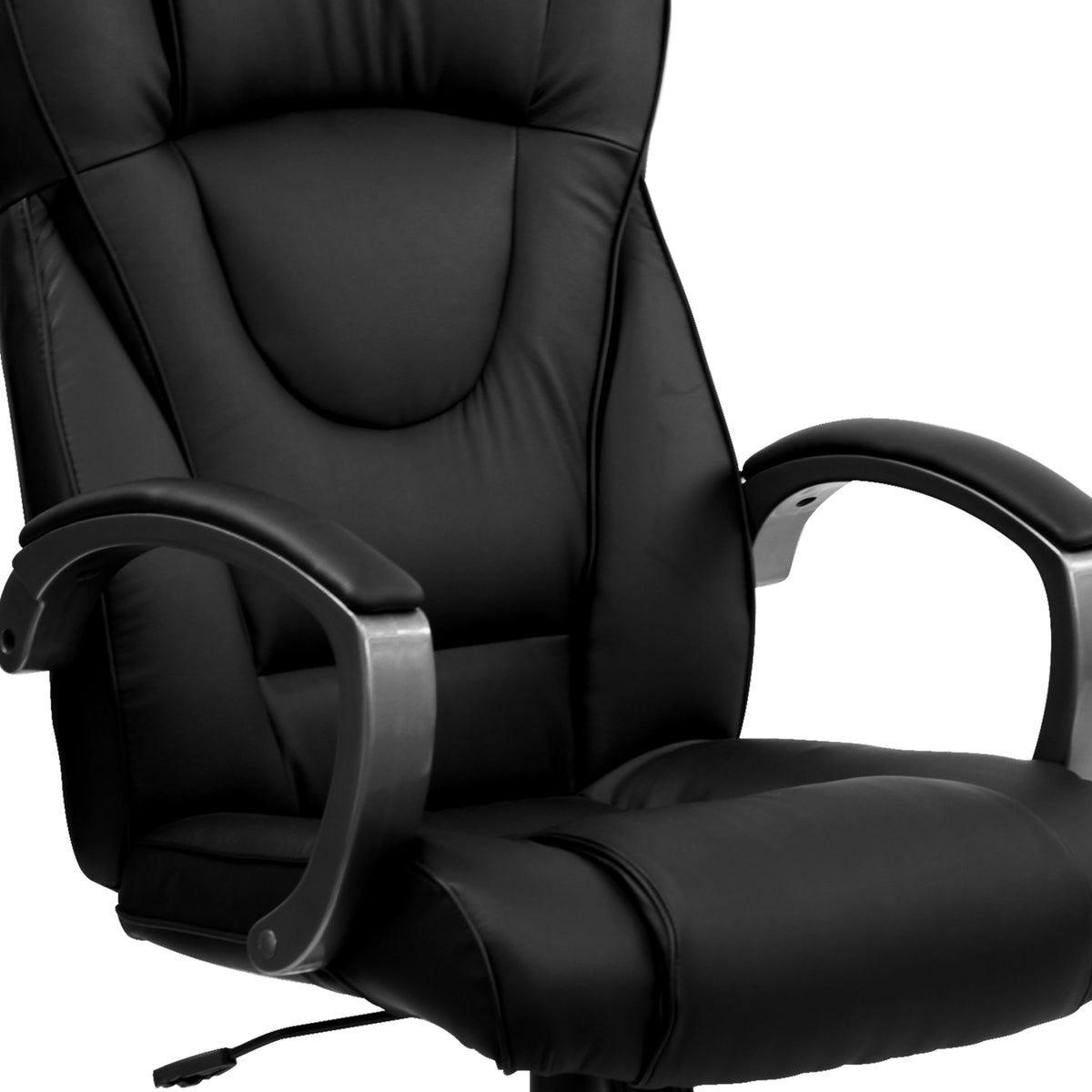 High Back Black LeatherSoft Swivel Office Chair with Titanium Nylon Base