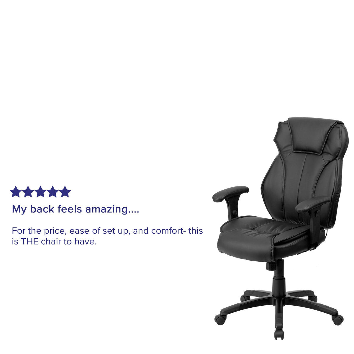 High Back Black LeatherSoft Multifunction Executive Chair w/Lumbar Support Knob