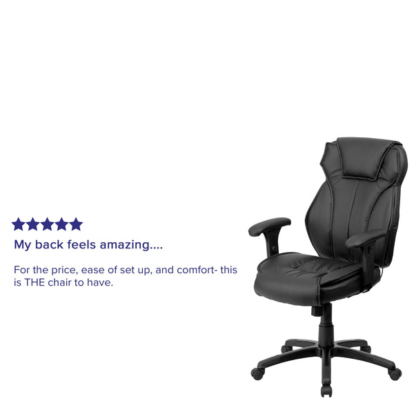 High Back Black LeatherSoft Multifunction Executive Chair w/Lumbar Support Knob