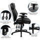High Back Black LeatherSoft Multifunction Executive Chair w/Lumbar Support Knob