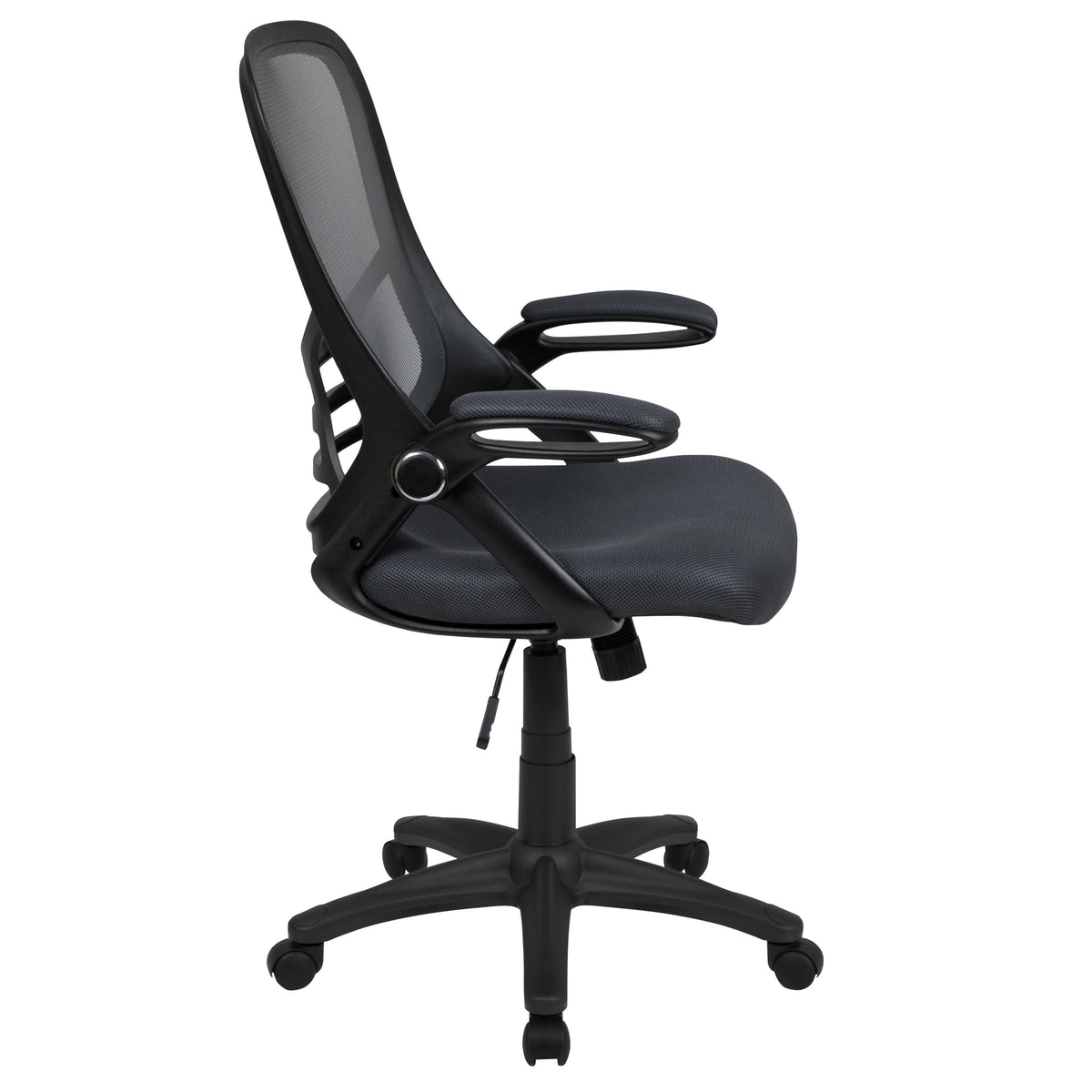 Dark Gray |#| High Back Dark Gray Mesh Ergonomic Office Chair w/ Black Frame and Flip-up Arms