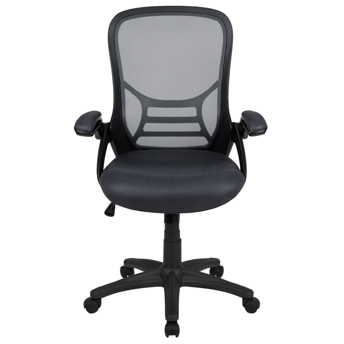 Dark Gray |#| High Back Dark Gray Mesh Ergonomic Office Chair w/ Black Frame and Flip-up Arms