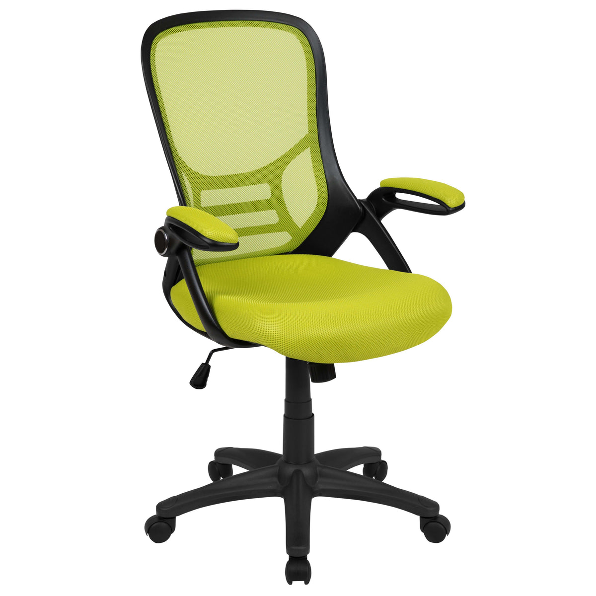 Green |#| High Back Green Mesh Ergonomic Office Chair with Black Frame and Flip-up Arms