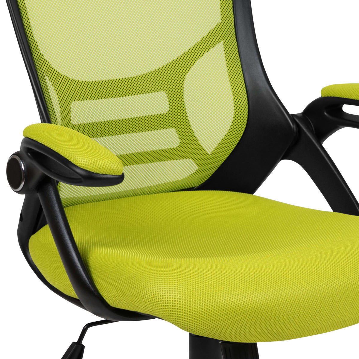 Green |#| High Back Green Mesh Ergonomic Office Chair with Black Frame and Flip-up Arms